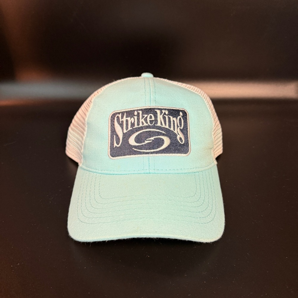 Strike King Logo Light Blue Cotton‎ Mesh Trucker Hat Snapback Mens OSFA